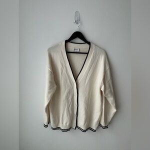 Aritzia Sunday Best Lamora Cardigan Cream Black Trim Size M